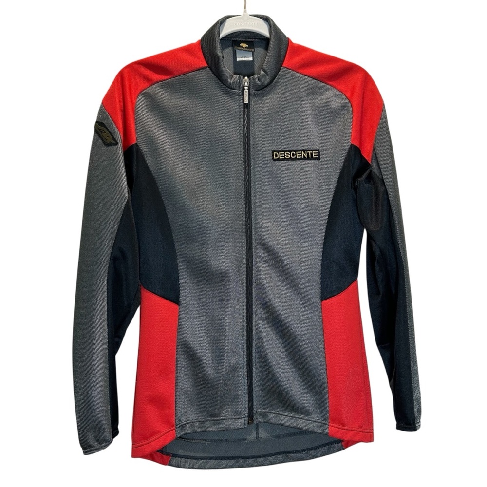 Descente Men’s Performance Cycling Jacket Full Zipper Black Red - Japan - Small